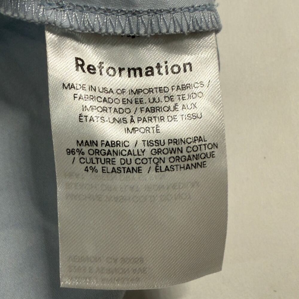 Reformation 10 Tabby Mini Dress Collared Blue Horizon Organic Cotton Open Back - Picture 7 of 11